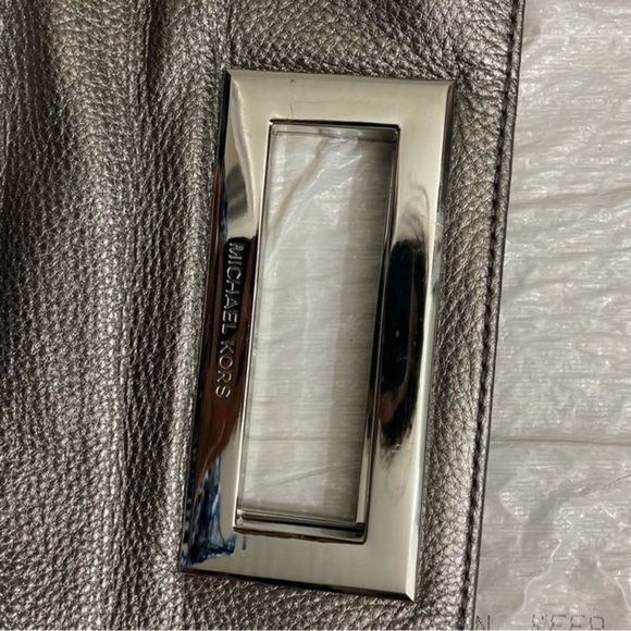 Michael Kors silver leather evening clutch bags